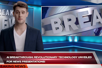 create 3d breaking news studio with ai spokesperson