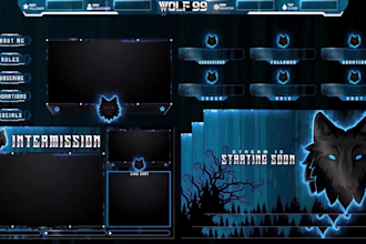 craft animated kick, twitch overlay, logo, screens, alerts twitch stream package