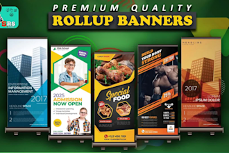 design attractive roll up banner, pull up, retractable, billboard banner ads