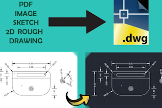 draft autocad 2d shapes, engineering drawing, technical and mechanical drawings