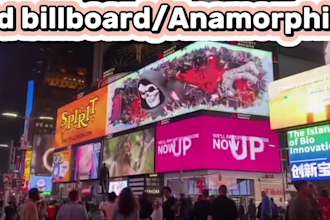 create 3d anamorphic animation, led screen, 3d billboard design, 3d cgi product