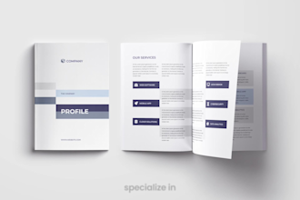 design brochure, company profile, proposal for print and digital