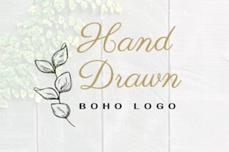 design elegent feminine botanical boho hand drawn logo
