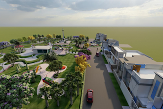 design modern backyard landscape patio and terrace in 2d and 3d