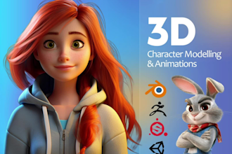 do stylized 3d character modeling, rigging and animation