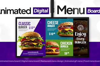 design a stunning animated restaurant digital menu