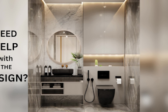 do bathroom interior design in 3d and render