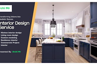 provide interior design and realistic 3d rendering by an architect