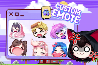 draw custom emote chibi and animated emote for vtuber twitch
