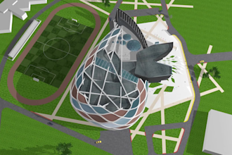 do 3d rendering of stadiums, sport complex sports field and gaming arenas design