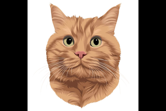 draw vector dog cat any pet into cartoon portrait