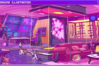draw animate background for twitch vtuber and streaming