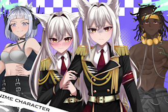 draw original character for your anime illustration, anime pfp, vtuber character