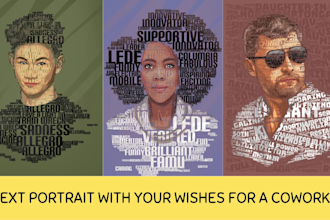 make a custom text art portrait from photo or word cloud typography design
