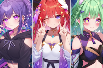 draw anime character design for vtuber, fanart, pfp, concept art, illustration