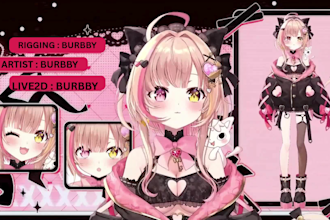draw live2d vtuber model, anime 2d vtuber avatar, live 2d rig, vtuber commission