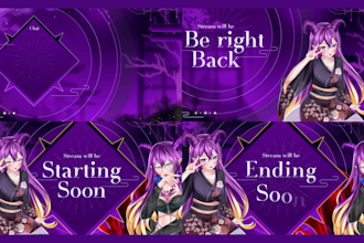 design anime vtuber twitch, youtube, or kick  overlay