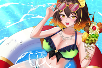 draw anime character art illustration for original character and fanart
