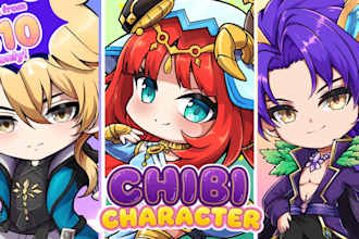 draw cute chibi character for anime art, oc, pfp, stickers, or fanart