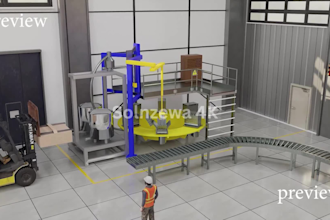create 3d industrial animation 3d factory warehouse production animation process