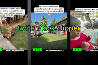 clip your high volume twitch clipper edit your twitch vod, kick stream