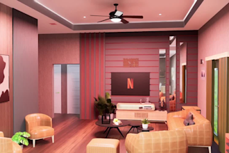 do interior design render 3d modelling of living bed kitchen commercial spaces