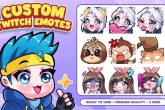 create custom twitch emotes and sub badges for your stream with chibi style