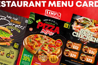 create professional restaurant and food menu or business card design