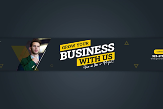 design attractive youtube banner or channel art with channel logo