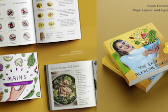 design and illustrate cookbook, recipe book layout for you