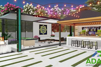 3d landscape design, backyard, front yard, deck, pool as a landscape architect