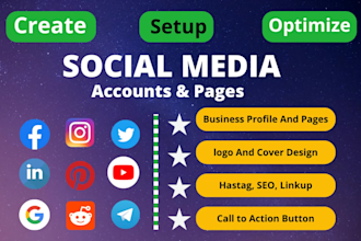 create and setup social media accounts and business pages
