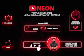 create outstanding youtube subscribe, like and bell buttons