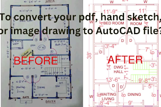 convert pdf, sketch or old blueprint to autocad drawings