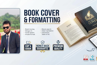 professional book cover design, formatting, proofreading