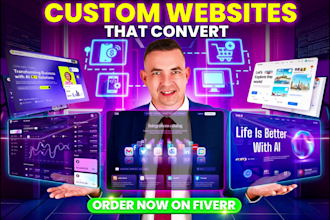 do custom website development as a full stack, front end, and backend developer