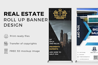 design a roll up banner design, retractable banner for real estate