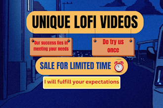 create 5 lofi gif animation and illustration music video for youtube