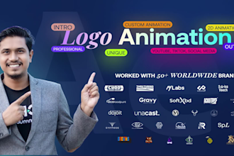 do custom unique 2d logo animations for youtube,  intro outro