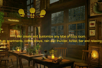 create cozy room rain video with customize design