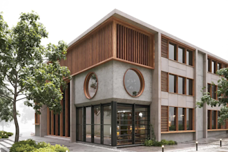 create a 3d architecture contruction process