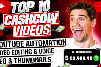 do youtube automation videos, cash cow videos, top 10 for automated channel