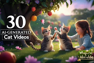 provide 30 ai generated cat story videos for cat lovers