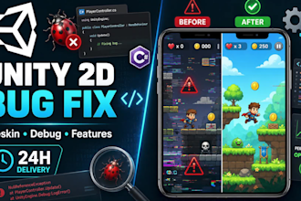 fix unity 2d game bugs, reskin, debug, and add features