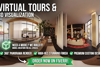 do 3d interior modeling, 360 panorama render, and realistic virtual tour