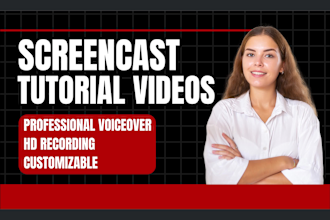 create HD screencast tutorial or explainer video for website, app with voiceover