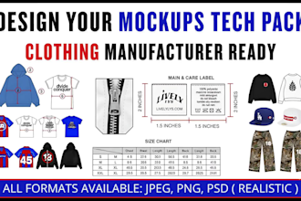 design streetwear clothing brand mockups and techpacks