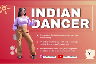 dance to your song wearing indian outfit, promote from my social media