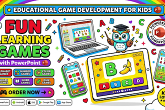 develop an interactive educational game for kids with powerpoint