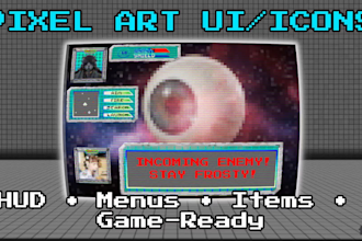 design a pixel art UI kit and icons for your game interface